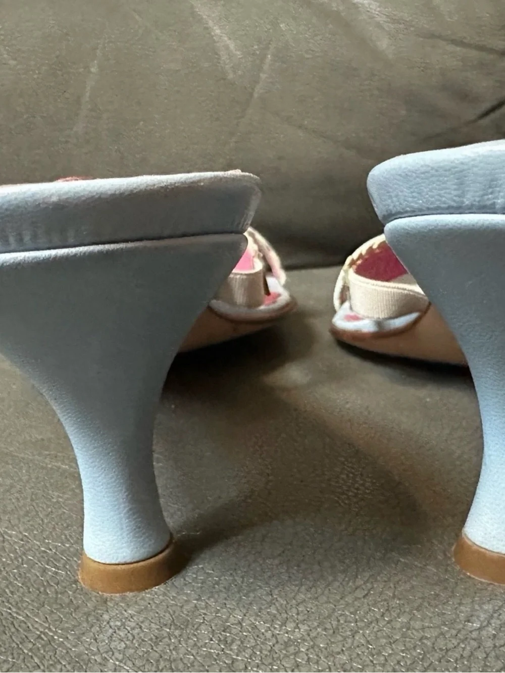 Lilly Pulitzer Pink & Light Blue Scalloped Kitten Heels